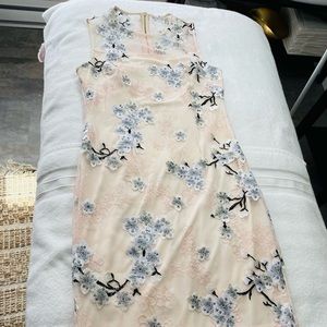 Pink and silver blue formal cocktail dress